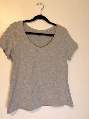 Hyba Grey V-Neck Basic Tee | Soft Stretch Everyday Top XL